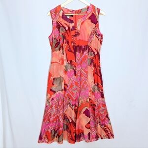 Bianca Cotton Silk Midi Dress Abstract Print